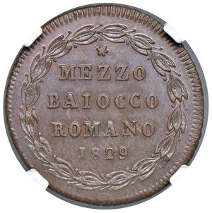 Rzym - Pius VIII (1829-1830) Mezzo Baiocco 1829 ...
