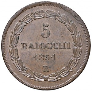 Roma - Pio IX (1846-1870) 5 Baiocchi 1851 an. V...
