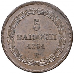 Rzym - Pius IX (1846-1870) 5 Baiocchi 1851 an. V...