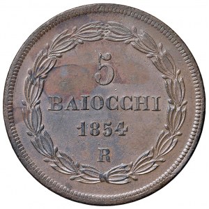 Rome - Pie IX (1846-1870) 5 Baiocchi 1854 an. V...