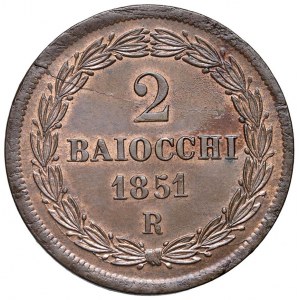 Roma - Pio IX (1846-1870) 2 Baiocchi 1851 an. V...