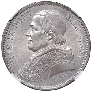 Roma - Pio IX (1846-1878) 5 Lire 1870 an. XXV -...
