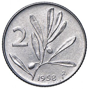 Repubblica Italiana (dal 1946) 2 lire 1958 Uliv...