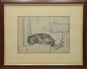 Wojciech WEISS (1875-1950), Azor - umělcův pes spící v posteli