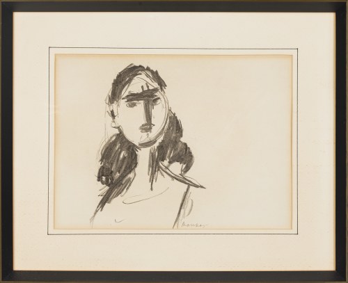 Zygmunt Menkes (1896-1986), Portret kobiety [karta ze szkicownka]