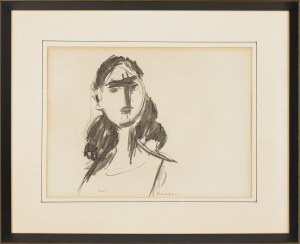 Zygmunt Menkes (1896-1986), Portret kobiety [karta ze szkicownka]