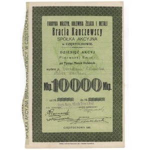 Machinery Factory, Iron Foundry,... KANCZEWSKI BROTHERS, Em.1, 10x 1,000 mkp 1921