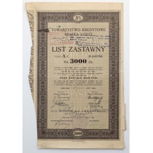 Łódź, TKM, Pledge letter for 3,000 zlotys 1933