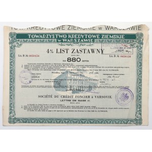 Warsaw, T-wo Kredytowe Ziemskie, 6% Mortgage bond letter series 6-th, Lit.B - 880 zlotys
