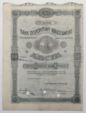 Bank Dyskontowy Warszawski, Em.6, 540 mkp 1920 - rzadka