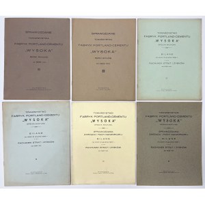 Reports of Tow. of Portland-Cement Factories WYSOKA for the years 1932-1938 (6pc)