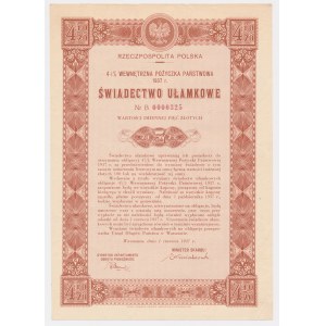 4.5% Fire. Internal 1937, Fractional certificate 5 zloty - B series