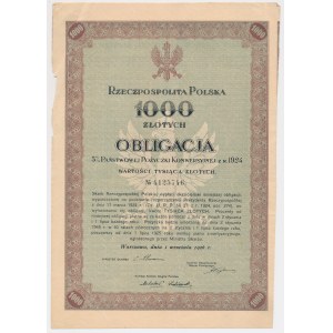 5% Fire. Conversion 1926, Bond for PLN 1,000 - with coupon sheet