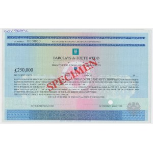 Barclays de Zoete Wedd, SPECIMEN 250,000 Pounds