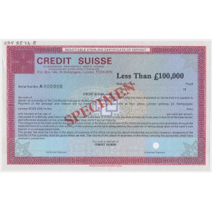 Credit Suisse, SPECIMEN 100,000 Pounds