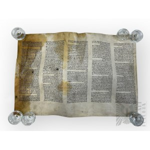 Judaica Ręcznie Kaligrafowany Zwój ze Skóry Jagnięcej - Tora, Księga Liczb, Rozdziały 7-10