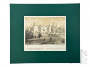 Napoleon ORDA (1807-1883), - Grafika Karta z Albumu Widoków Księstwa Poznańskiego i Prus Zachodnich: Rydzyna, Zamek Królewski