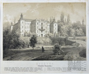 Napoleon ORDA (1807-1883), - Grafika Karta z Albumu Widoków Księstwa Poznańskiego i Prus Zachodnich: Rydzyna, Zamek Królewski