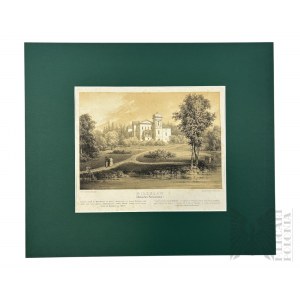 Napoleon ORDA (1807-1883), - Grafika Karta z Albumu Widoków Księstwa Poznańskiego i Prus Zachodnich: Pałac w Miłosławiu
