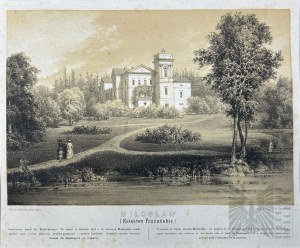 Napoleon ORDA (1807-1883), - Grafika Karta z Albumu Widoków Księstwa Poznańskiego i Prus Zachodnich: Pałac w Miłosławiu