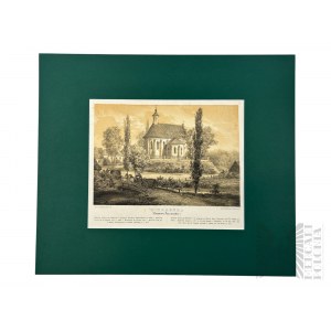 Napoleon ORDA (1807-1883), - Grafika Karta z Albumu Widoków Księstwa Poznańskiego i Prus Zachodnich: Winna Góra (Winnagóra), Kościół pw. św. Michała Archanioła