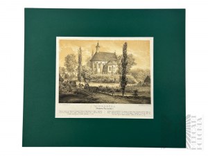 Napoleon ORDA (1807-1883), - Grafika Karta z Albumu Widoków Księstwa Poznańskiego i Prus Zachodnich: Winna Góra (Winnagóra), Kościół pw. św. Michała Archanioła