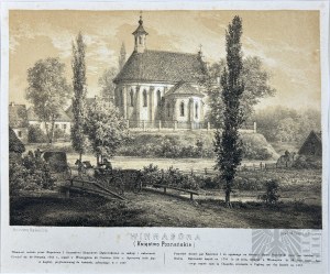 Napoleon ORDA (1807-1883), - Grafika Karta z Albumu Widoków Księstwa Poznańskiego i Prus Zachodnich: Winna Góra (Winnagóra), Kościół pw. św. Michała Archanioła