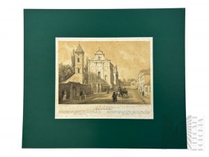 Napoleon ORDA (1807-1883), - Grafika Karta z Albumu Widoków Księstwa Poznańskiego i Prus Zachodnich: Gniezno, Kościół Franciszkanów pw. Kościół Wniebowzięcia NMP i św. Antoniego