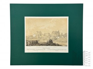 Napoleon ORDA (1807-1883), - Grafika Karta z Albumu Widoków Księstwa Poznańskiego i Prus Zachodnich: Węgrowiec (Wągrowiec) nad Rzeką Wełną, Kościół pw. Wniebowzięcia Najświętszej Marii Panny Wniebowziętej i śś. Piotra i Pawła