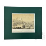 Napoleon ORDA (1807-1883), - Grafika Karta z Albumu Widoków Księstwa Poznańskiego i Prus Zachodnich: Golup (Golub) nad Rzeką Drwencą (Drwęcą), Zamek Krzyżacki