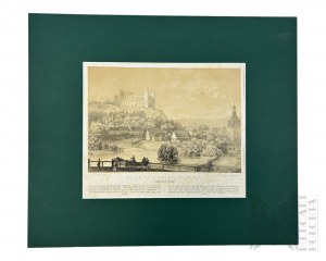 Napoleon ORDA (1807-1883), - Grafika Karta z Albumu Widoków Księstwa Poznańskiego i Prus Zachodnich: Golup (Golub) nad Rzeką Drwencą (Drwęcą), Zamek Krzyżacki