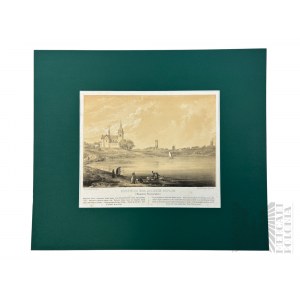 Napoleon ORDA (1807-1883), - Grafika Karta z Albumu Widoków Księstwa Poznańskiego i Prus Zachodnich: Kruszwica (Kruświca) nad Jeziorem Gopło