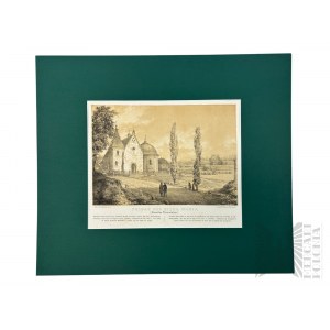 Napoléon ORDA (1807-1883), - Carte graphique de l'Album de vues du duché de Poznan et de la Prusse occidentale : Poznań, église Saint-Jean de Jérusalem derrière les murailles
