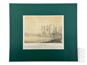 Napoleon ORDA (1807-1883), - Grafika Karta z Albumu Widoków Księstwa Poznańskiego i Prus Zachodnich: Złotoryja nad Wisłą, Zamek