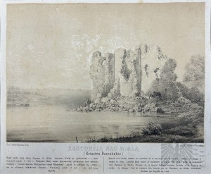 Napoleon ORDA (1807-1883), - Grafika Karta z Albumu Widoków Księstwa Poznańskiego i Prus Zachodnich: Złotoryja nad Wisłą, Zamek