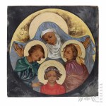 Unknown Artist (First Half of the 20th Century) - Painting of Saint Sophia with Daughters, Acrylic (?) on Glass.