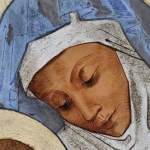 Unknown Artist (first half of the 20th century) - Painting Saint Sophia with Daughters, Oil (?) on Glass.