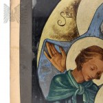 Unknown Artist (first half of the 20th century) - Painting Saint Sophia with Daughters, Oil (?) on Glass.