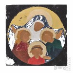 Unknown Artist (first half of the 20th century) - Painting Saint Sophia with Daughters, Oil (?) on Glass.