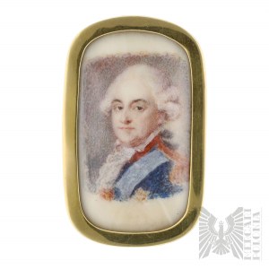 XVIII Wiek - Portret Miniaturowy Króla Polski i Litwy - Stanisława Augusta Poniatowskiego