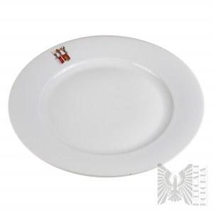 Duży Talerz (Ślubny?) Porcelanowy z Dwoma Herbami: Polski Herb Rogala i Inny
