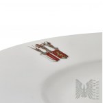 Duży Talerz (Ślubny?) Porcelanowy z Dwoma Herbami: Polski Herb Rogala i Inny