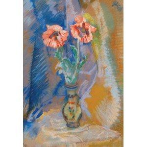 Kazimierz SICHULSKI, Dwa Kwiaty Maku w Ceramicznym Wazonie, 1917, TWO FLOWERS OF MAKU W CERAMICZNYM WAZONIE, 1917