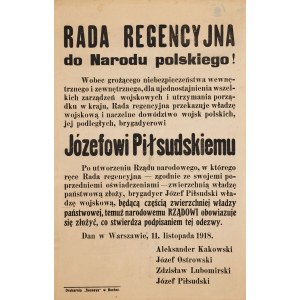 ODEZWA RADY REGENCYJNEJ, 11.11.1918