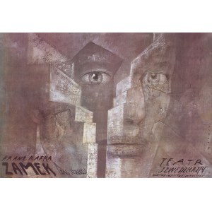 Wiktor Sadowski (b. 1956, Oleandry), Poster for the play The Castle by Franz Kafka, 2/4 Szwedzka Theater in Warsaw, 1992.