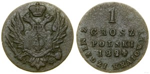 Polsko, 1 polský groš z domácí mědi, 1824 IB, Varšava