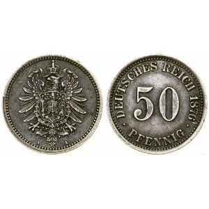 Cesarstwo Niemieckie, 50 fenigów, 1876 J, Hamburg
