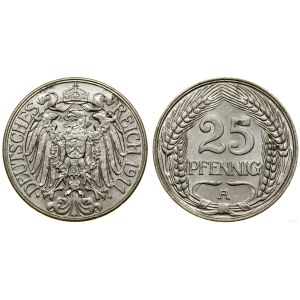 Cesarstwo Niemieckie, 25 fenigów, 1911 A, Berlin