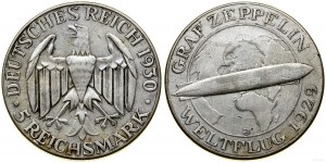 Německo, 5 marek, 1930 J, Hamburg