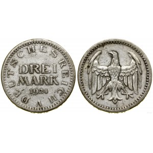 Niemcy, 3 marki, 1924 A, Berlin